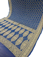 Blue Banarasi Bandhani Handloom Pure Georgette Saree - Luxurion World