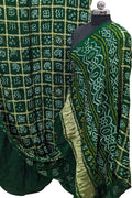 Green Checks Bandhani Pure Gajji Silk Gharchola Saree - Luxurion World