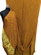 Yellow Bandhani Pure Gajji Silk Saree - Luxurion World