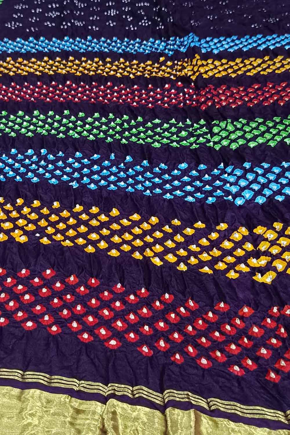 Multicolor Bandhani Pure Gajji Silk Saree - Luxurion World