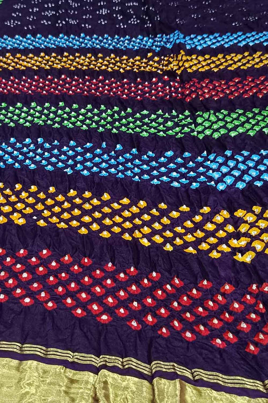 Multicolor Bandhani Pure Gajji Silk Saree - Luxurion World