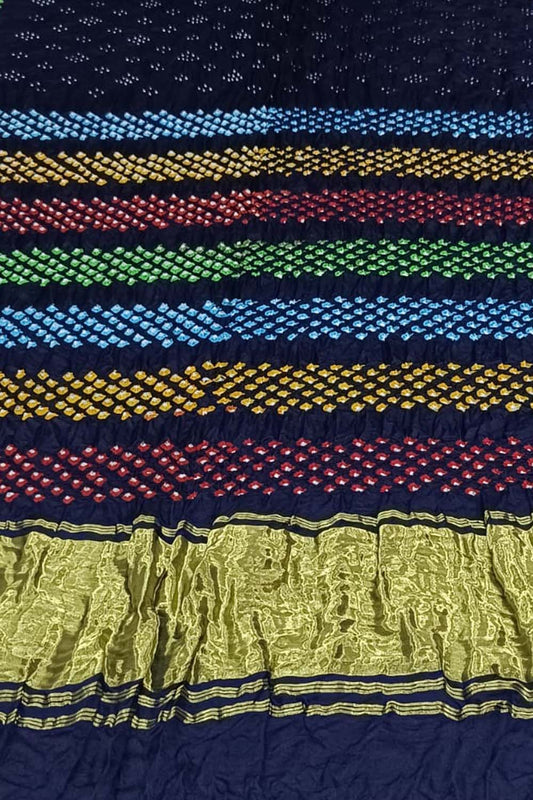 Multicolor Bandhani Pure Gajji Silk Saree - Luxurion World