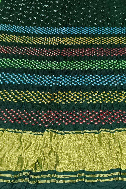 Multicolor Bandhani Pure Gajji Silk Saree - Luxurion World