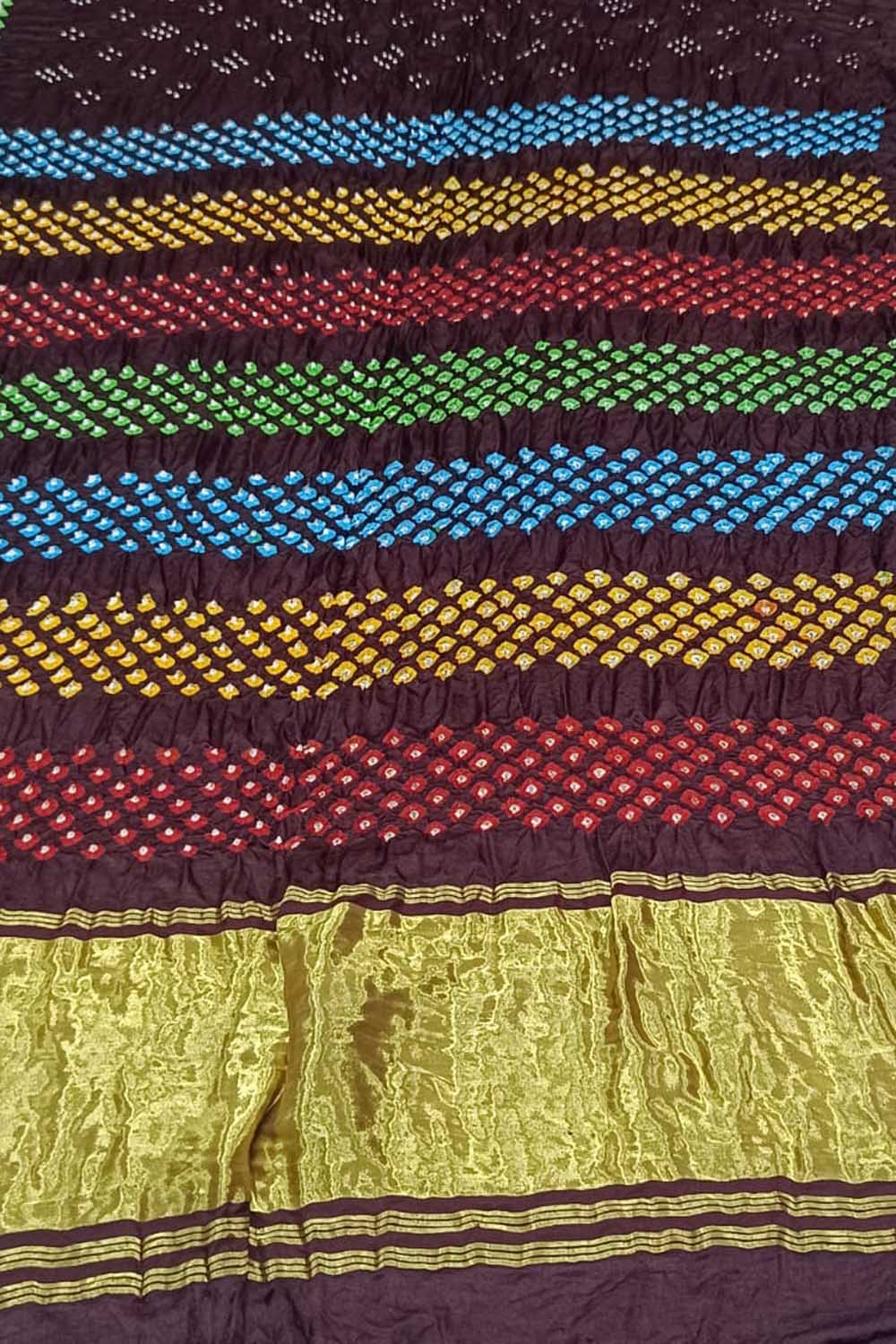 Multicolor Bandhani Pure Gajji Silk Saree - Luxurion World