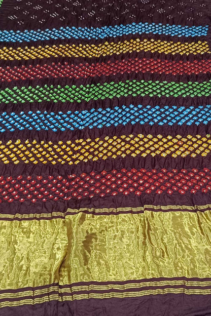 Multicolor Bandhani Pure Gajji Silk Saree - Luxurion World