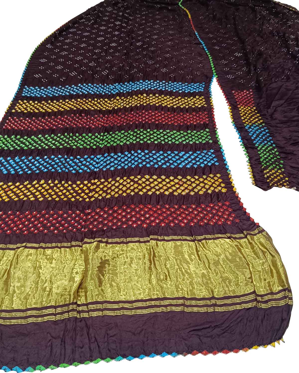 Multicolor Bandhani Pure Gajji Silk Saree - Luxurion World