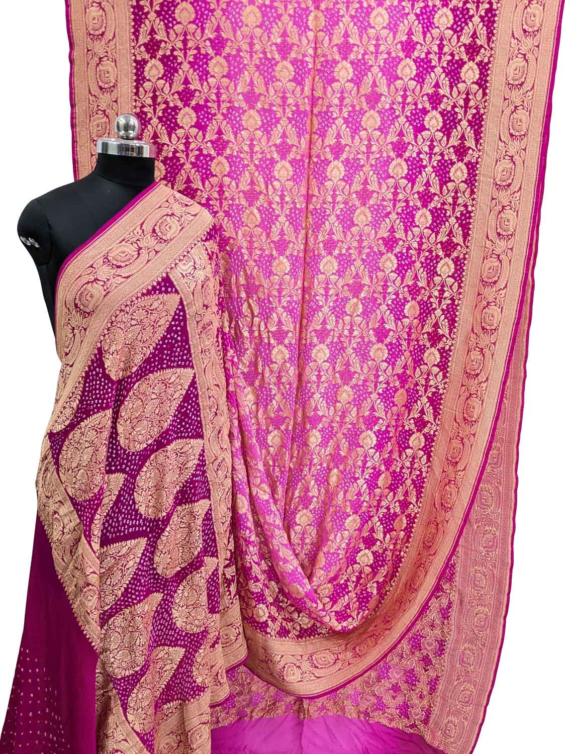 Elegant Pink Banarasi Bandhani Georgette Saree: A Timeless Classic - Luxurion World