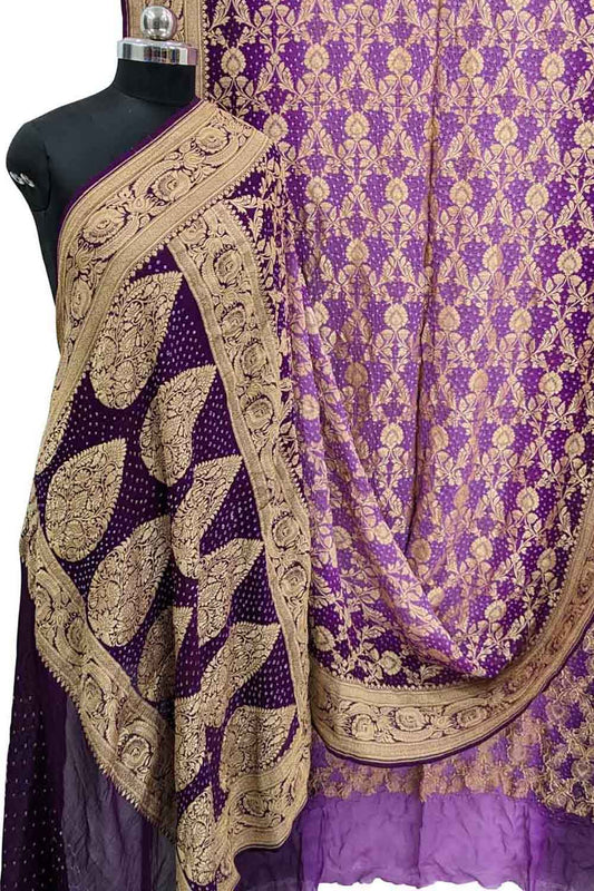 Elegant Purple Banarasi Bandhani Georgette Saree: A Timeless Classic