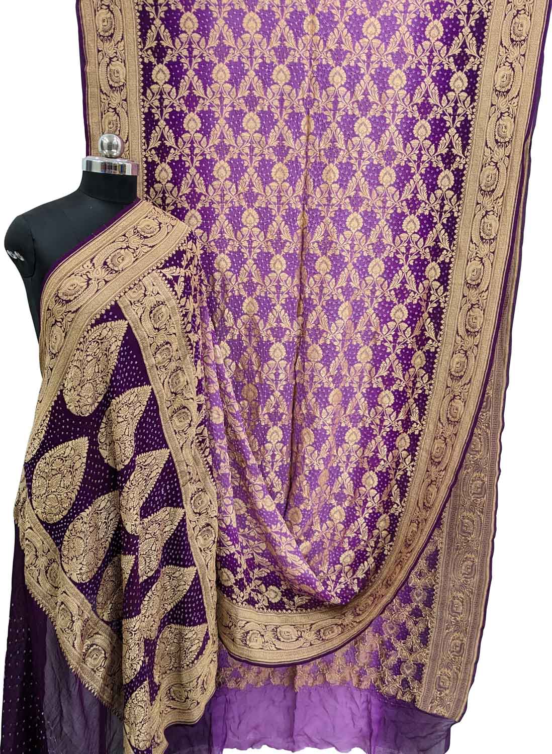 Elegant Purple Banarasi Bandhani Georgette Saree: A Timeless Classic - Luxurion World