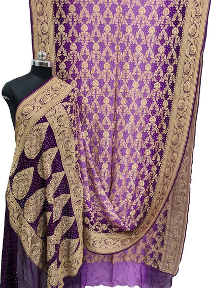 Elegant Purple Banarasi Bandhani Georgette Saree: A Timeless Classic - Luxurion World