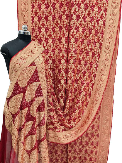 Elegant Red Banarasi Bandhani Georgette Saree: A Timeless Classic - Luxurion World