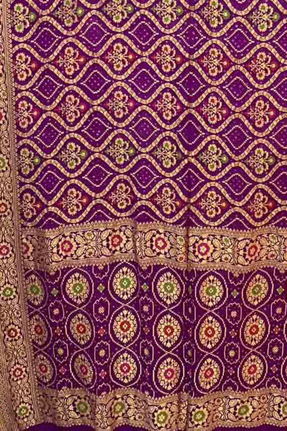 Exquisite Purple Banarasi Bandhani Georgette Saree with Meenakari Work - Luxurion World
