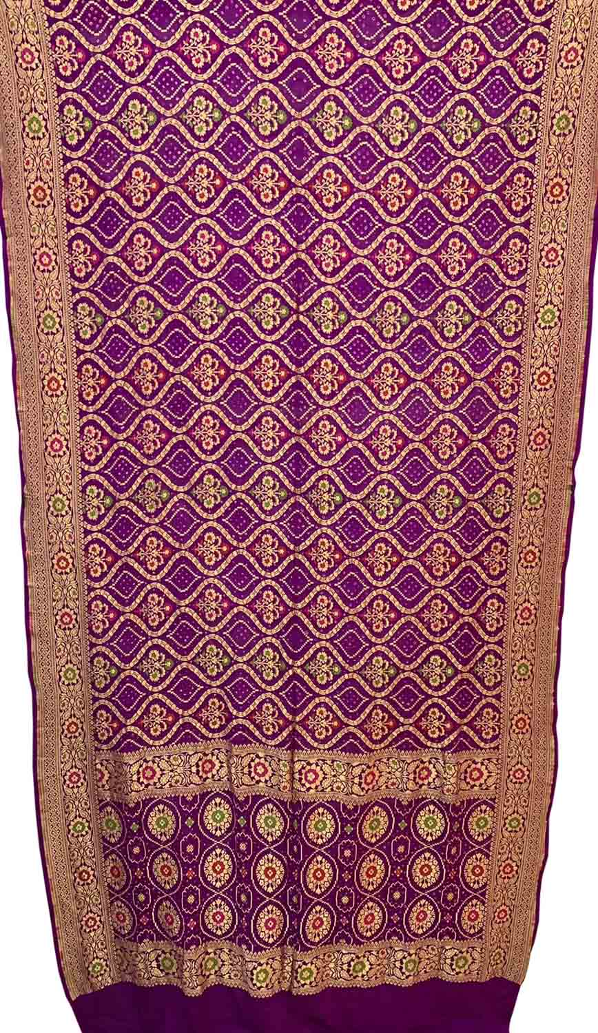 Exquisite Purple Banarasi Bandhani Georgette Saree with Meenakari Work - Luxurion World