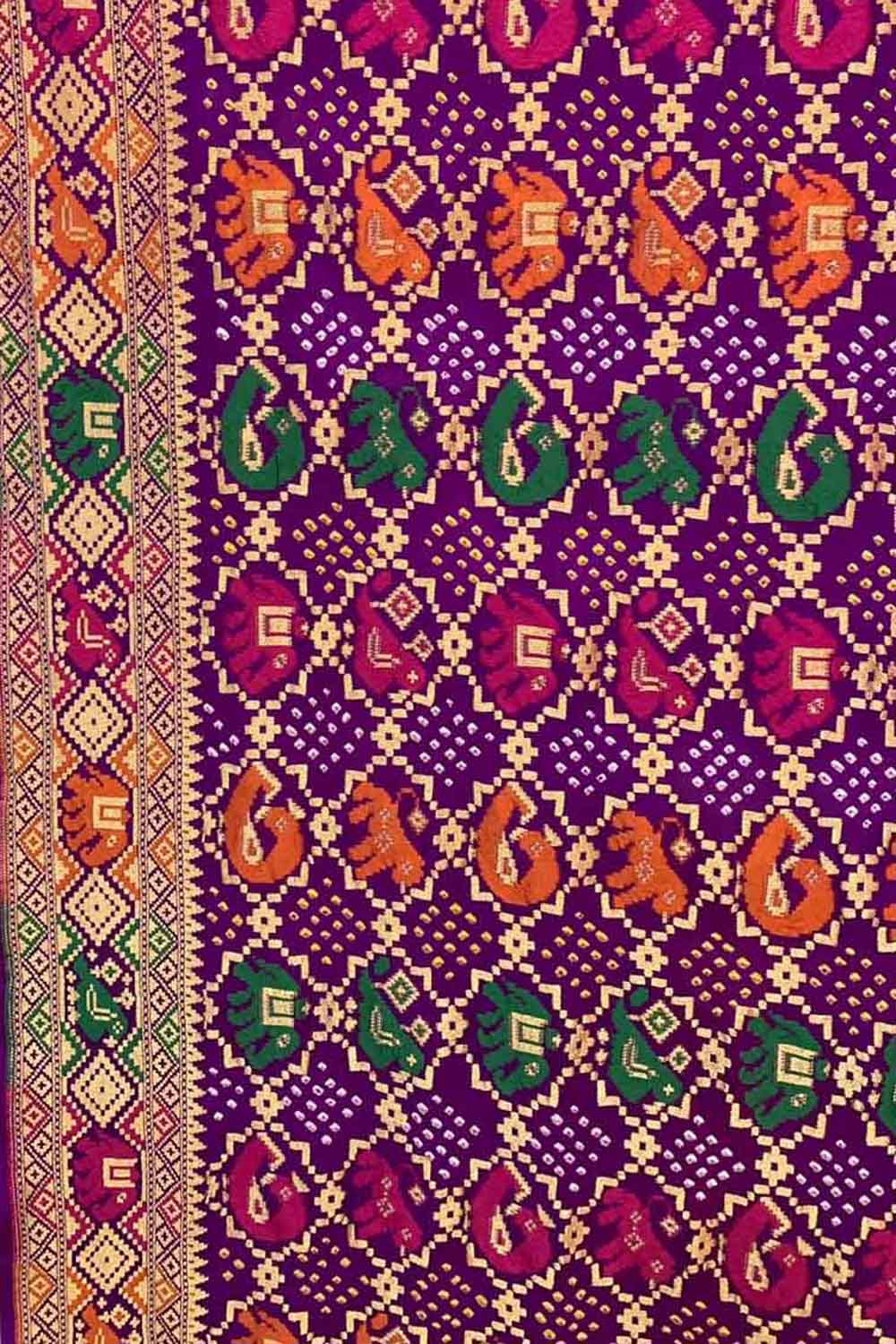 Exquisite Purple Banarasi Bandhani Georgette Saree with Meenakari Work - Luxurion World