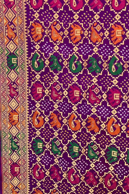 Exquisite Purple Banarasi Bandhani Georgette Saree with Meenakari Work - Luxurion World