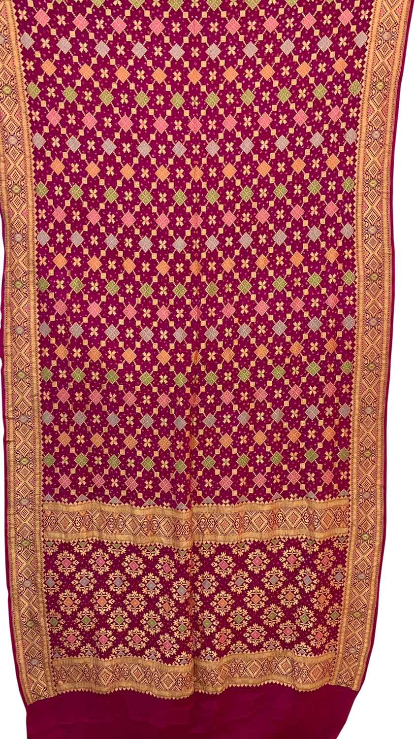 Stunning Pink Banarasi Bandhani Georgette Saree with Meenakari Work - Luxurion World