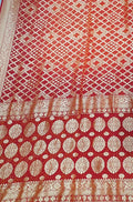 Red Banarasi Bandhani Pure Georgette Saree - Luxurion World