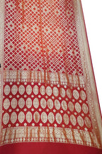 Red Banarasi Bandhani Pure Georgette Saree - Luxurion World
