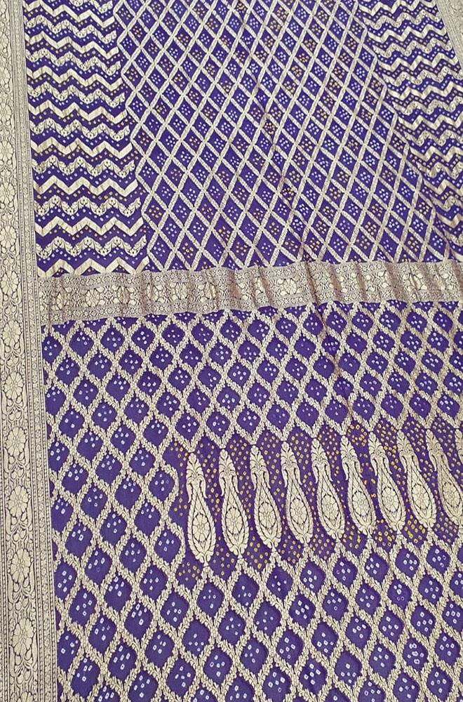 Blue Banarasi Bandhani Pure Georgette Saree - Luxurion World