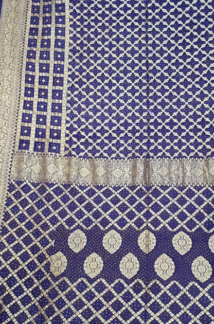 Blue Banarasi Bandhani Pure Georgette Saree - Luxurion World