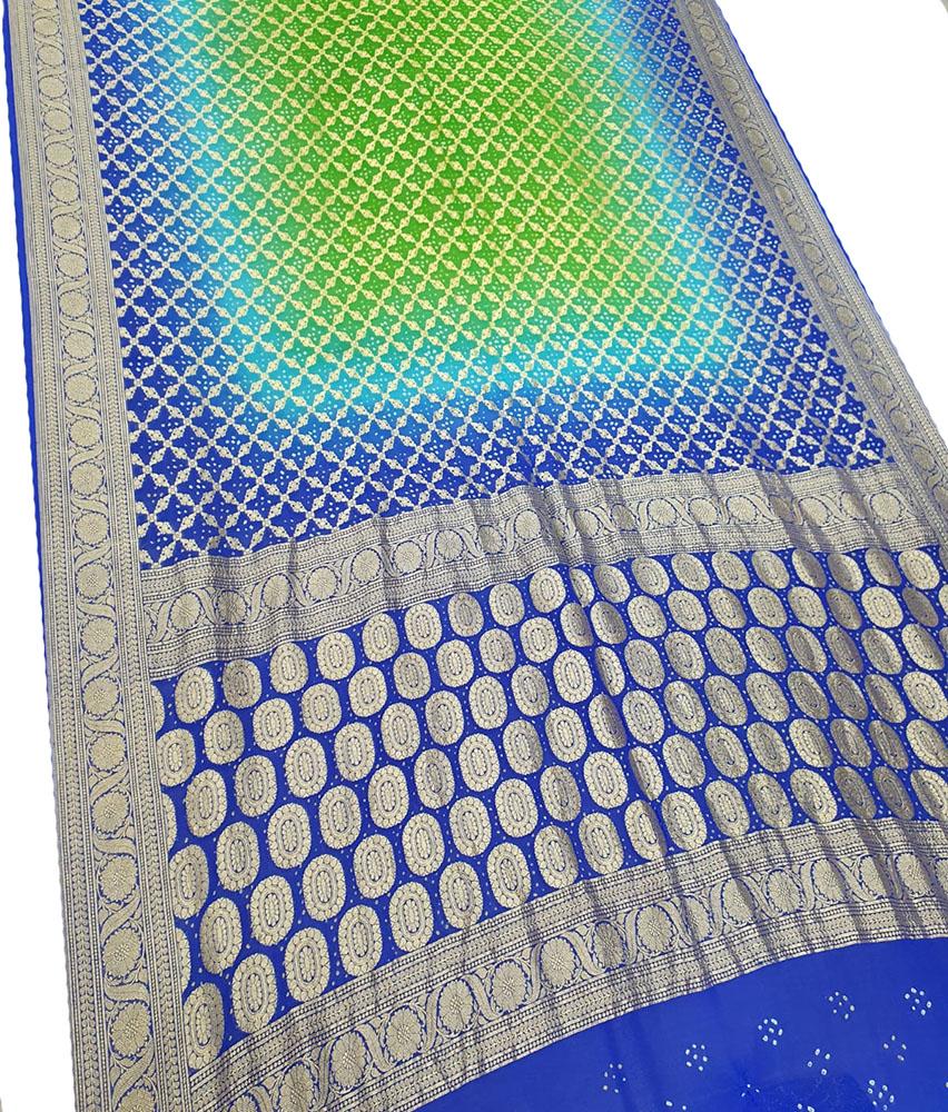 Blue Banarasi Bandhani Pure Georgette Saree - Luxurion World