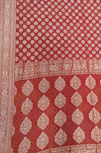 Red Banarasi Bandhani Pure Georgette Saree - Luxurion World