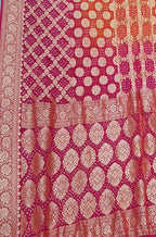 Red Banarasi Bandhani Pure Georgette Saree - Luxurion World