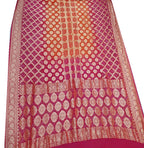 Red Banarasi Bandhani Pure Georgette Saree - Luxurion World