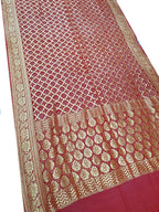 Red Banarasi Bandhani Pure Georgette Saree - Luxurion World