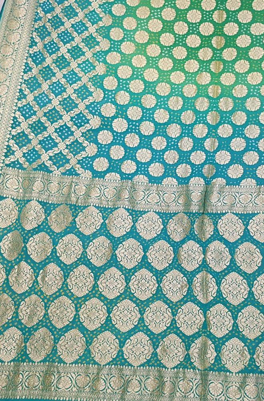 Blue Banarasi Bandhani Pure Georgette Saree - Luxurion World