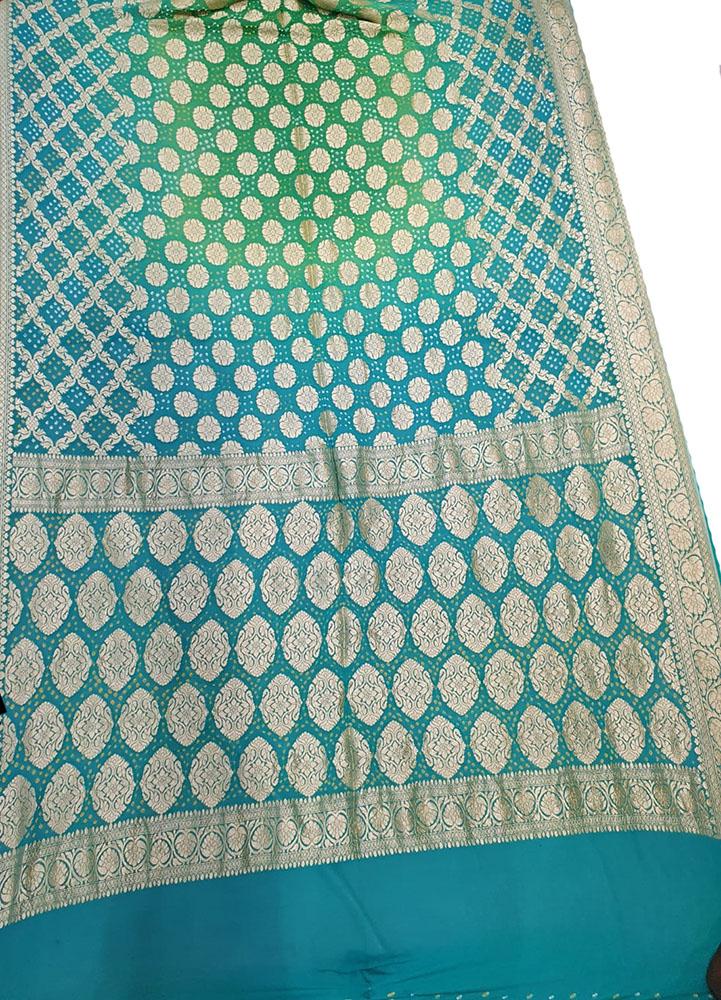 Blue Banarasi Bandhani Pure Georgette Saree - Luxurion World