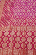 Red Banarasi Bandhani Pure Georgette Saree - Luxurion World
