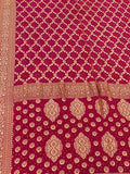 Pink Banarasi Bandhani Pure Georgette Neemzari Saree - Luxurion World