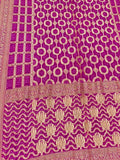 Pink Banarasi Bandhani Pure Georgette Neemzari Saree - Luxurion World