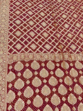 Red Banarasi Bandhani Pure Georgette Neemzari Saree - Luxurion World