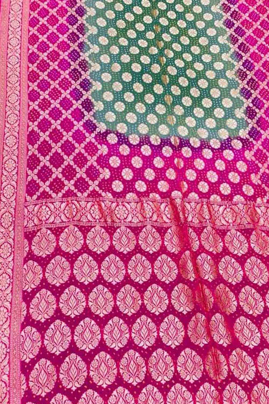 Pink Banarasi Bandhani Pure Georgette Saree - Luxurion World