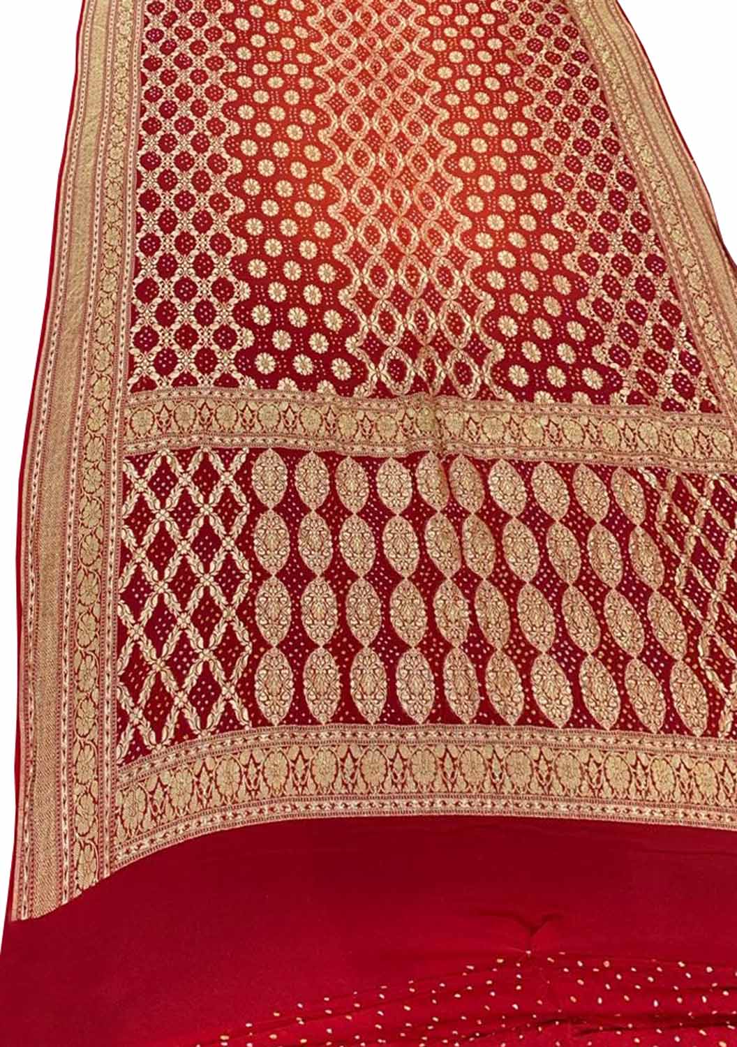 Maroon Banarasi Bandhani Pure Georgette Saree - Luxurion World