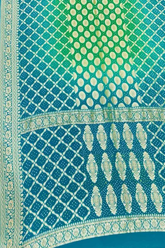 Blue Banarasi Bandhani Pure Georgette Saree - Luxurion World