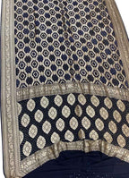 Black Banarasi Bandhani Pure Georgette Saree - Luxurion World