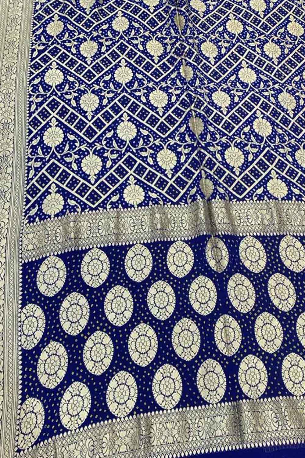 Blue Banarasi Bandhani Pure Georgette Saree - Luxurion World