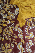 Yellow And Brown Hand Batik Bishnupuri Silk Saree - Luxurion World