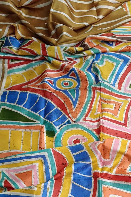 Cream Hand Batik Bishnupuri Silk Saree - Luxurion World