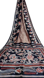 Brown Hand Batik Bishnupuri Silk Saree - Luxurion World