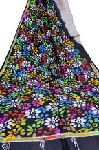 Stunning Black and Pastel Hand Batik Bishnupuri Silk Saree - Perfect for Any Occasion! - Luxurion World
