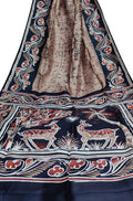 Brown Hand Batik Bishnupuri Silk Saree - Luxurion World