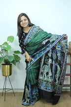 Green Hand Batik Silk Saree - Luxurion World