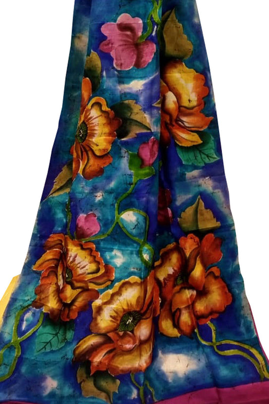 Vibrant Batik Silk Saree with Hand Painted Design - Luxurion World