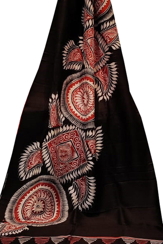 Vibrant Batik Silk Saree with Hand Painted Design
