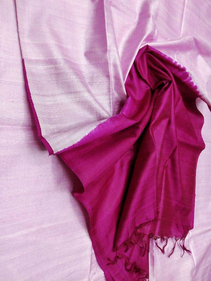 Pink Bhagalpur Handloom Pure Raw Silk Saree