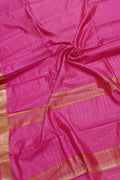 Pink Bhagalpur Handloom Kota Checks Saree - Luxurion World